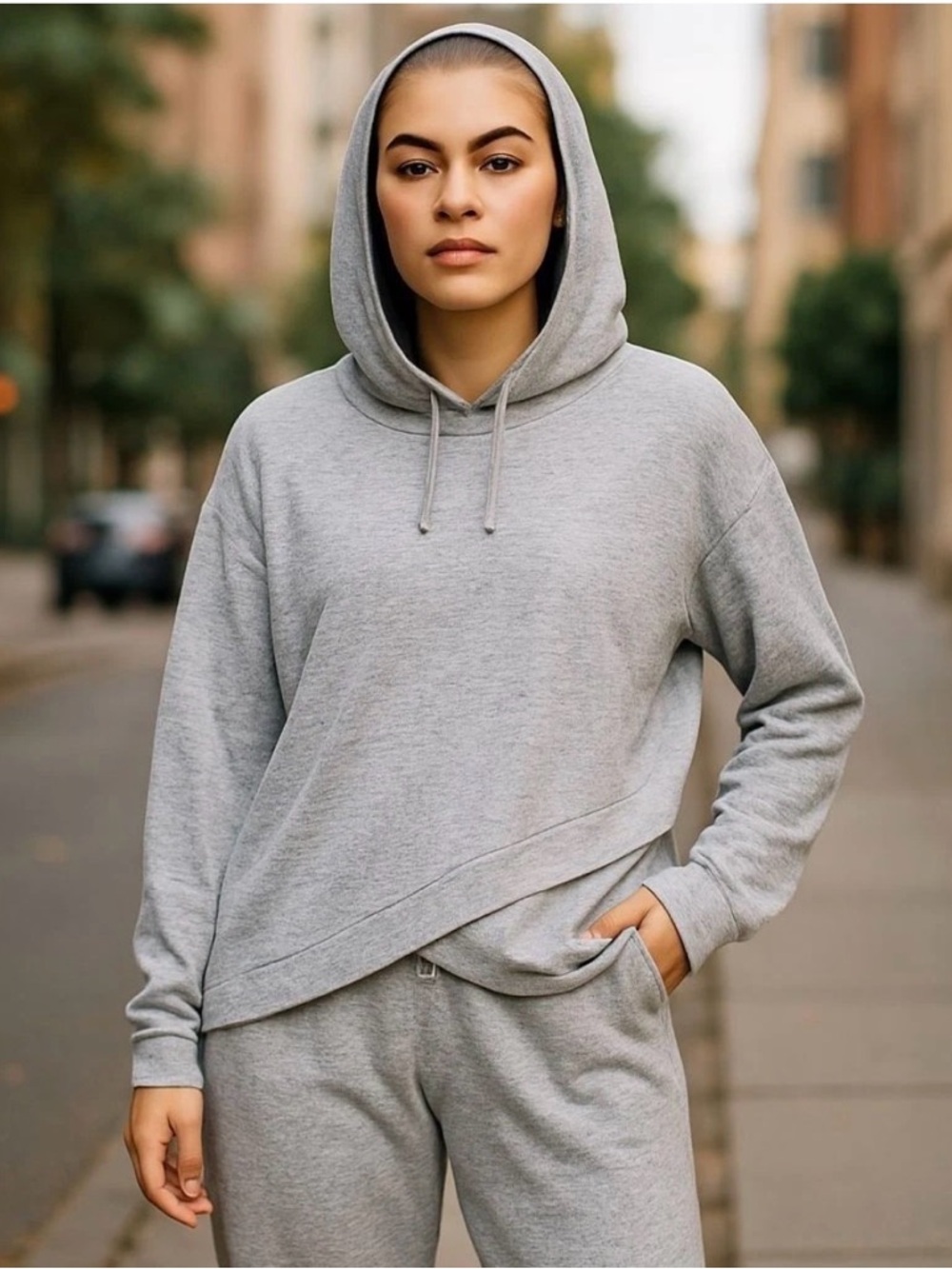 Gilligan & O'Malley Heather Gray Zip-Up Hooded Sweater - Picture 5 of 5